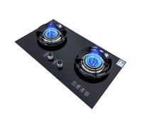 Gas Stove 2 Burners, 4.8KW Concentrated Fire, Black Tempered Glass Cast Iron Pot Holder, Suitable For Home Kitchen With Flameout Protection(LPG)