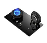 Gas Stove 2 Burners,5.2KW Black Tempered Glass Stove,Flip-top Gas Stove,Natural Gas/Liquefied Gas Conversion Stove,with Flameout Protection(LPG)