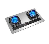 Gas Stove 2 Burners 5.2KW, Double Sided Independent Timer Titanium Panel Cast Iron Pot Holder With Flameout Protection, LPG/Natural Gas Kit For Home Kitchen(NG)