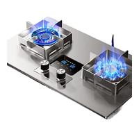 Gas Stove 2 Burners, Left 5.0KW, Right 7.2KW 9 Cavities Timing High Flame, Black Tempered Glass Cast Iron Pot Stand, Family Kitchen With Flameout Protection, 75×43×15cm (Size : NG)