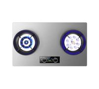 Gas Stove 2 Burners,NG/LPG Convertible Stove,Tabletop/Built-in Stainless Steel Cast Copper Cooktop,with Flameout Protection,4.8KW/5.2KW(NG)