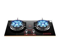 Gas Stove 2 Burners Thirteen Chambers 7.6KW Tempered Glass Ignition Camping Dual Burner LPG/Natural Gas, Accidental Flameout Protection Device(LPG)