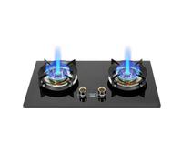 Gas Stove, 5.2KW Camping Cooker, Kitchen Counter Top Stove, Tempered Glass Cast Iron Pot Rack, Accidental Flameout Protection Device, for Kitchen, RV, Apartments, Outdoor(LPG)