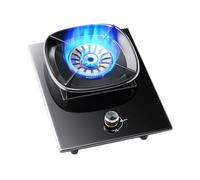 Gas Stove,5.2KW Kitchen Counter Top Stove,Catering Indoor Regulators,Tempered Glass Cast Iron Pot Rack,with Flameout Protection,for Home Kitchen(LPG)