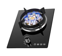 Gas Stove Camping Cooktop, Tempered Glass Cooktop 9 Fire Burner, Desktop and Recessed Installation Suitable for Kitchen and RV (Color : Black, Size : LPG)