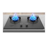 Gas Stove Cooktop 2 Burners,Tempered Glass Built-in Gas Hob LPG/NG Dual Fuel Easy to Clean for RVs,5.0KW Camping Double Burner (Size : LPG)