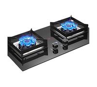 Gas Stove Cooktop Double Stove Burners - LPG/NG Dual Fuel Easy to Clean for RVs, Double Burner- Tempered Glass Built-in Gas Hob