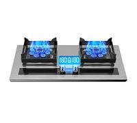Gas Stove Cooktop Double Stove Burners,Tempered Glass Built-in Gas Hob LPG/NG Dual Fuel Easy to Clean for RVs,Nine-Head Fierce Fire Double Stove (Color : A, Size : NG)