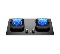 Gas Stove Double Cooktop,5.2KW Tempered Glass Cast Copper Pot Holder,LPG/NG Conversion Stove with Flameout Protection and Timer,for Home RV Camping(LPG)