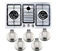 Gas Stove Knob, 5 PCS Metal 6mm Silver Gas Stove Control Knobs Adaptors Oven Switch Cooking Surface Control Locks