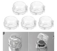 Gas Stove Knob Covers for Child Safety - 5 Pack Universal Size Stove Safety Knob Covers, Heat-Resistant Child Proof Stove Knob Covers, Pet/Baby Proofing Oven Knob Covers for Child Safety (Clear View)