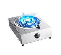 Gas Stove,Single Burner,5.2W Nine-cavity High-fire Timer,Stainless Steel Catering Indoor Regulators,with Flameout Protection,for Home Kitchen(LPG)