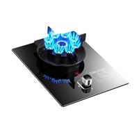 Gas Stove, Single Burner Camping Cooker, 5.2KW Nine-cavity High-fire Timer, Tempered Glass Cast Iron Pot Rack, with Auto Ignition, for Outdoor Cooking(LPG)