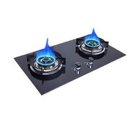 Gas Stove with 2 Burners,4.8KW Camping Gas Cooker,Tempered Glass Cast Iron Pot Rack,with Flameout Protection,for Home Kitchen(LPG)