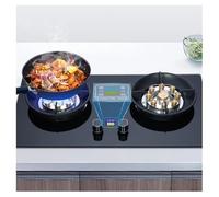 Gas stove with 2 burners, 5.2KW 9-cavity timed high flame, black glass free-standing stove for camping and outdoor use, with flameout protection (Size : NG)