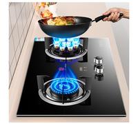 Gas Stove With 2 Burners, Tempered Glass Panel, 5.0kW/5.2kW 9-cavity Timed High Flame - Suitable For Natural Gas/LPG - Indoor Kitchen Cooktop
