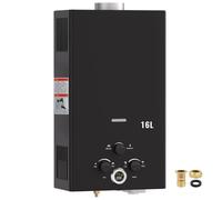 Gas Water Heater,16L Outdoor Instant Water Heater with Digital Display and Multi-Protection for Indoor Shower,Kitchenette,Laundry Room,Courtyards,Camping Outdoor Shower