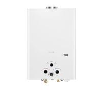 Gas Water Heater 20L Outdoor Instant LPG Water Heater, Tankless Propane Water Eater with Digital Display and Multi-Protection for Camping, Trips, RV, Pet Washing (White, 20L)
