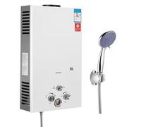 Gas Water Heater Instant Electric Tankless with Shower Head, Smart Portable Self-Modulating on Demand Use Under Sink Kitchen Household Shower w/Shower Kit, Outdoor Hot Water for House Shower, 8L