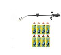 Gas Weed Burner - Garden Outdoor Moss Fungus - Environmentally friendly - Canisters of Butane - Strong Performance - Completely secure (weed burner + 8 butane gas)