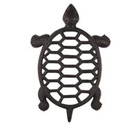 gasaré, Cast Iron Trivet, Metal Trivet, Turtle Decor, for Hot Dishes, Pots, Kitchen, Countertop, Dining Table, with Rubber Feet Caps, Solid Cast Iron, 12 x 9 Inches Large, Rustic Brown Finish