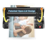 Gasbye 9-Inch Thermal Laminator Machine, World's First Open-Lid Design, Remove Jam in 5s, Auto Shut-Off, NTC Temperature Control, 5 Laminating Sheets for Teacher School Home Office Personal, Black