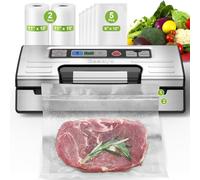 Gasbye - Vacuum Sealer Machine, 90kPa Food Sealer with Double Heat Seal for Dry/Wet Food, Easy Lock Handle, Storage and Bag Cutter