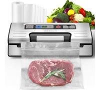 Gasbye - Vacuum Sealer Machine, 90kPa Food Sealer with Double Heat Seal for Dry/Wet Food, Easy Lock Handle, Storage and Bag Cutter