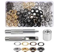 Gasea 100 Sets Grommet Tool Kit, 10mm (2/5 Inch) Metal Eyelets with 3pcs Setting Tools for Leather, Fabric, Canvas, Belt & Craft Making, 4 Colors