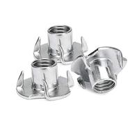 Gasea 100pcs M6 x 8mm T-Nuts 4 Pronged Zinc Plated Tee Nuts Threaded Insert for Woodworking, Furniture Leg, Rock Climbing Holds