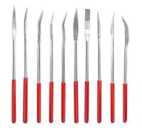 Gasea 10Pcs Diamond Coated Riffler File Set, Assorted Mini Needle Files Kit for Jewelers Wood Carving Craft (4 x 160mm)
