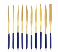 Gasea 10pcs Diamond Needle File Set - 160mm Titanium Coated Precision Riffler Files in 10 Shapes | Mini Hand Tools for Metal, Glass, Wood, Stone & Jewelry Making