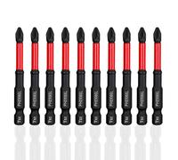 Gasea 10pcs PH2 Screwdriver Bits, 65mm Phillips #2 Magnetic Cross Head Drill Bits, 1/4" Hex Shank S2 Steel Impact Driver Bit Set for Electric Screwdrivers & Power Tools