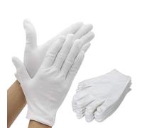 Gasea 15 Pairs White Cotton Work Gloves for Men Women Serving, Waiters, Drivers, Jewelry Inspection Protective Gloves, L Size
