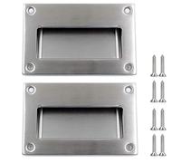 Gasea 2 Packs Flush Recessed Pulls Handles, 5" x 3-1/4" Stainless Steel Rectangle Hidden Door Pull Handles Finger Insert Sliding Handles