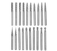 Gasea 20pcs 3mm 1/8" Shank Double Cut Head Tungsten Carbide Rotary Burr Set for Woodworking, Carving, Engraving