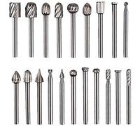 Gasea 20pcs 3mm Shank HSS Mini Router Burr Rotary File Cutter Wood Milling Carving Drill Bits