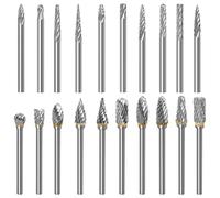 Gasea 20Pcs Carbide Die Grinder Bits Set, 1/8" Shank Double Cut Tungsten Steel Rotary Burr Set for Wood Metal Grinding Engraving Polishing Carving Tools