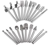 Gasea 20pcs HSS Rotary Burrs Set with 1/8"(3mm) Shank, Drill Bit Sets Engraving Rotary Tools Accessories for DIY Woodworking Carving Drilling Trimming