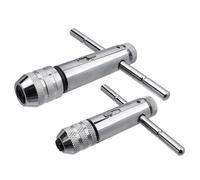 Gasea 2Pcs Adjustable T-Handle Ratchet Tap Wrench Set, Metric Tap Wrenches for M3-M8 & M5-M12, Alloy Steel Ratcheting Tap Holder for Taps, Reamers & Extractors