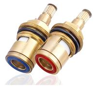Gasea 2Pcs Brass Faucet Cartridge Replacement, G1/2" Thread Hot and Cold Ceramic Disc Valve Stem, Quarter Turn Sink Tap Cartridge Parts for Kitchen & Bathroom Faucet Repair
