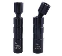 Gasea 2pcs Thin Wall Spark Plug Socket Set - 14mm & 16mm Magnetic Swivel Socket Wrench with Universal Joint | Chrome Vanadium Steel 12-Point Removal Tool for Car Engine Repair