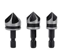 Gasea 3pcs 1/4 Inch Hex Shank 5 Flute 90 Degree Chamfering Countersink Drill Bit Set 12mm 16mm 19mm