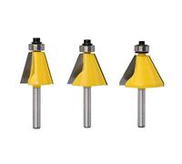 Gasea 3pcs 15/22.5/30 Degree Chamfer and Bevel Edging Forming Router Bit Set Woodworking Cutter Tool with 1/4" Shank