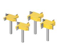 Gasea 4pcs 1/4 Inch T Slotting T-Track 4 Wings Router Bits Set Woodworking Milling Cutter Bit Tool 1/4" 5/16" 3/8" 1/2"