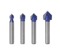 Gasea 4pcs 90 Degree V Groove Router Bit Set 1/4-Inch Shank CNC Engraving | V Grooving Woodworking Milling Cutter Tool 1/4" 5/16" 3/8" 1/2"