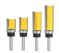 Gasea 4pcs Flush Trim Router Bit Set, 1/4" Shank Pattern Template Milling Cutters, Carbide Tipped Woodworking Tools 3/4", 1", 1-1/2", 2"