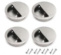 Gasea 4Pcs Recessed Sliding Pull Door Handles Round Flush Door Handles