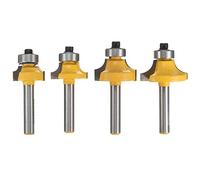 Gasea 4pcs Round Over Router Bit Set, 1/4" Shank Corner Rounding Edge-Forming Edging Tools, 5/16" 3/16" 1/4" 1/8" Radius Carbide Milling Cutters for Woodworking