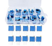 Gasea 50pcs 10 Values 100 to 1M ohm 3296W Multiturn Trimmer Potentiometer Kit Variable Resistors Assorted Set